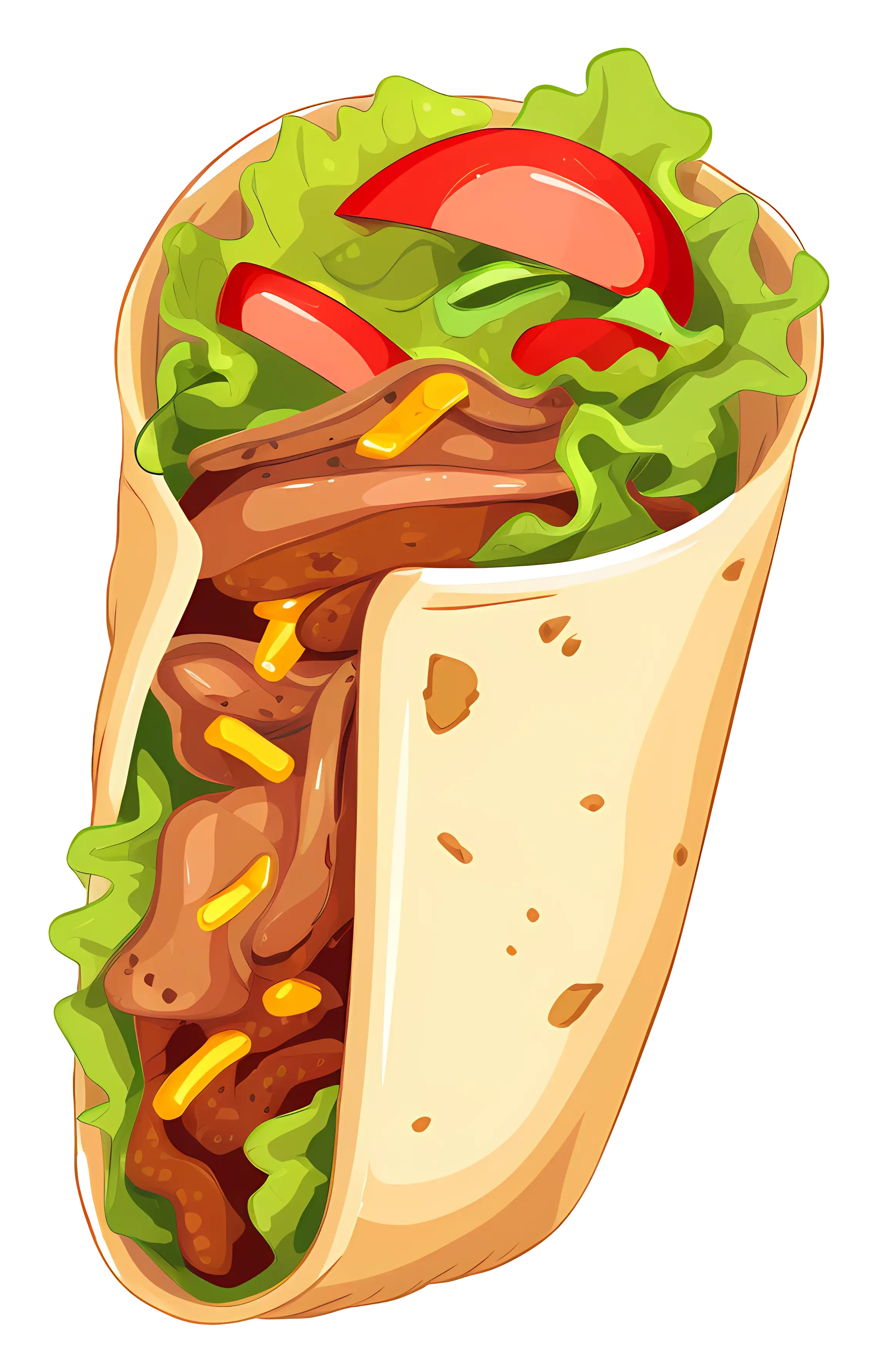 Colorful Taco Illustration in Cartoon Style