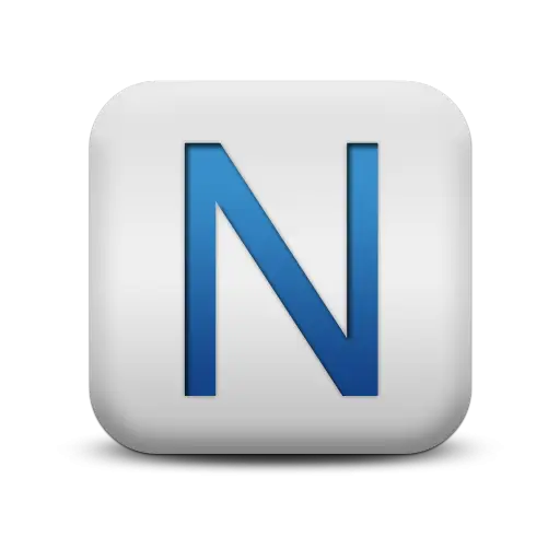 Blue Letter N in Square Icon