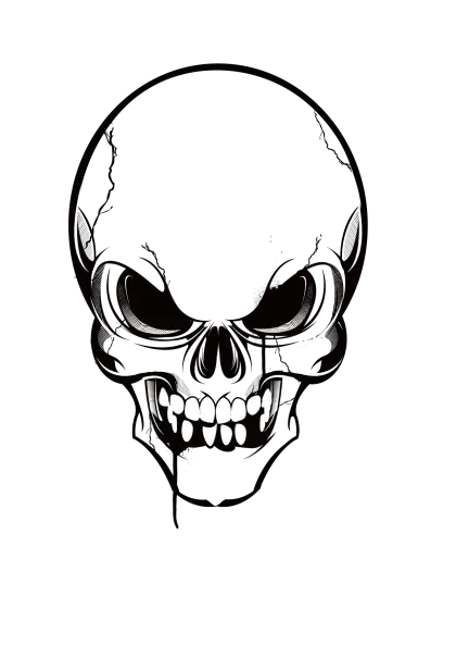 Stylized Skull Illustration for Tattoo or Design