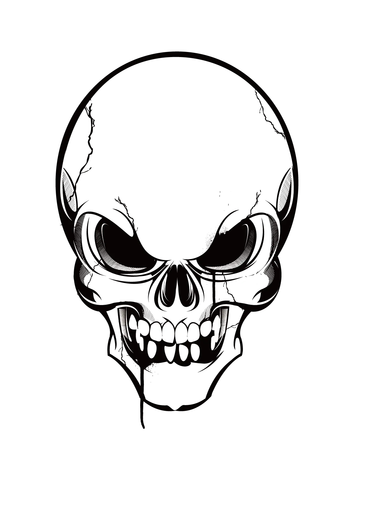 Stylized Skull Illustration for Tattoo or Design