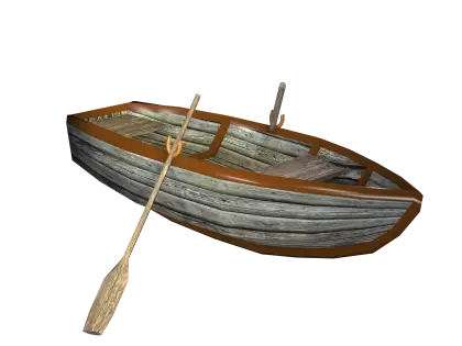 Vintage Wooden Rowboat with Oars