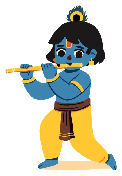 Blue Character Playing a Flute