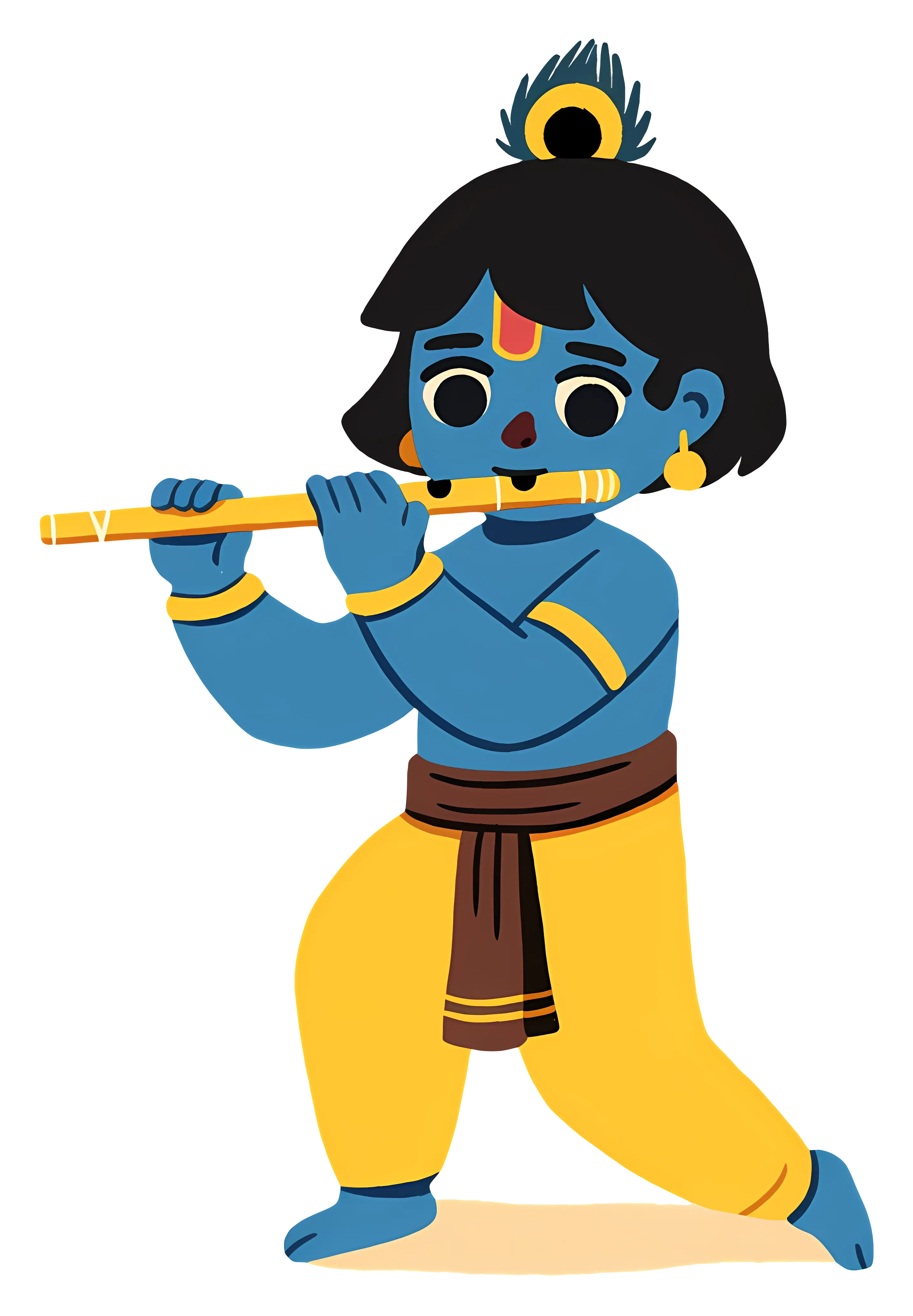 Blue Character Playing a Flute