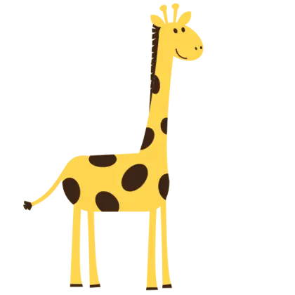 Cute Cartoon Giraffe with Yellow Body