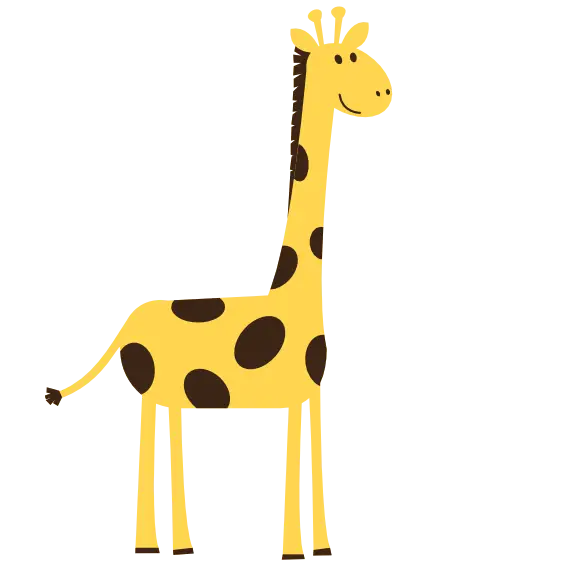 Cute Cartoon Giraffe with Yellow Body