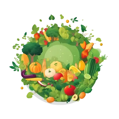Colorful Veggie and Fruit Wreath Illustration