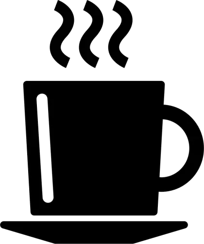 Steaming Black Mug on Saucer Icon