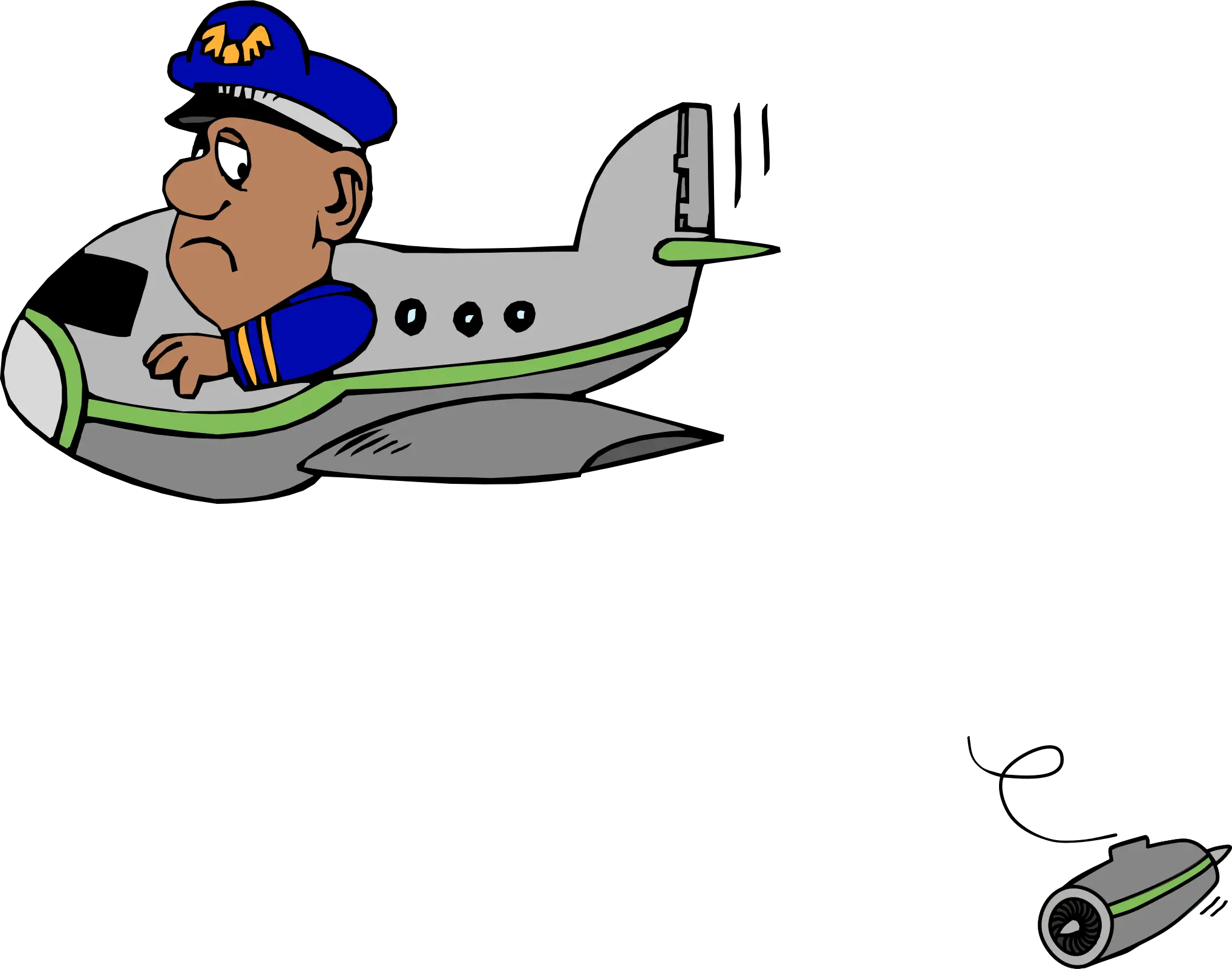 Cartoon Pilot in Airplane
