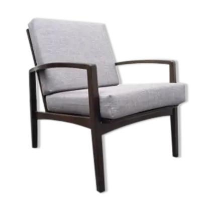 Gray Modern Armchair with Wooden Frame