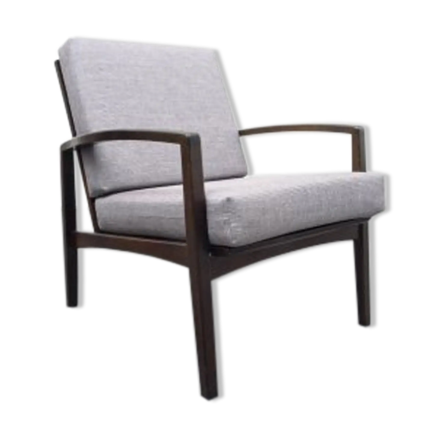 Gray Modern Armchair with Wooden Frame