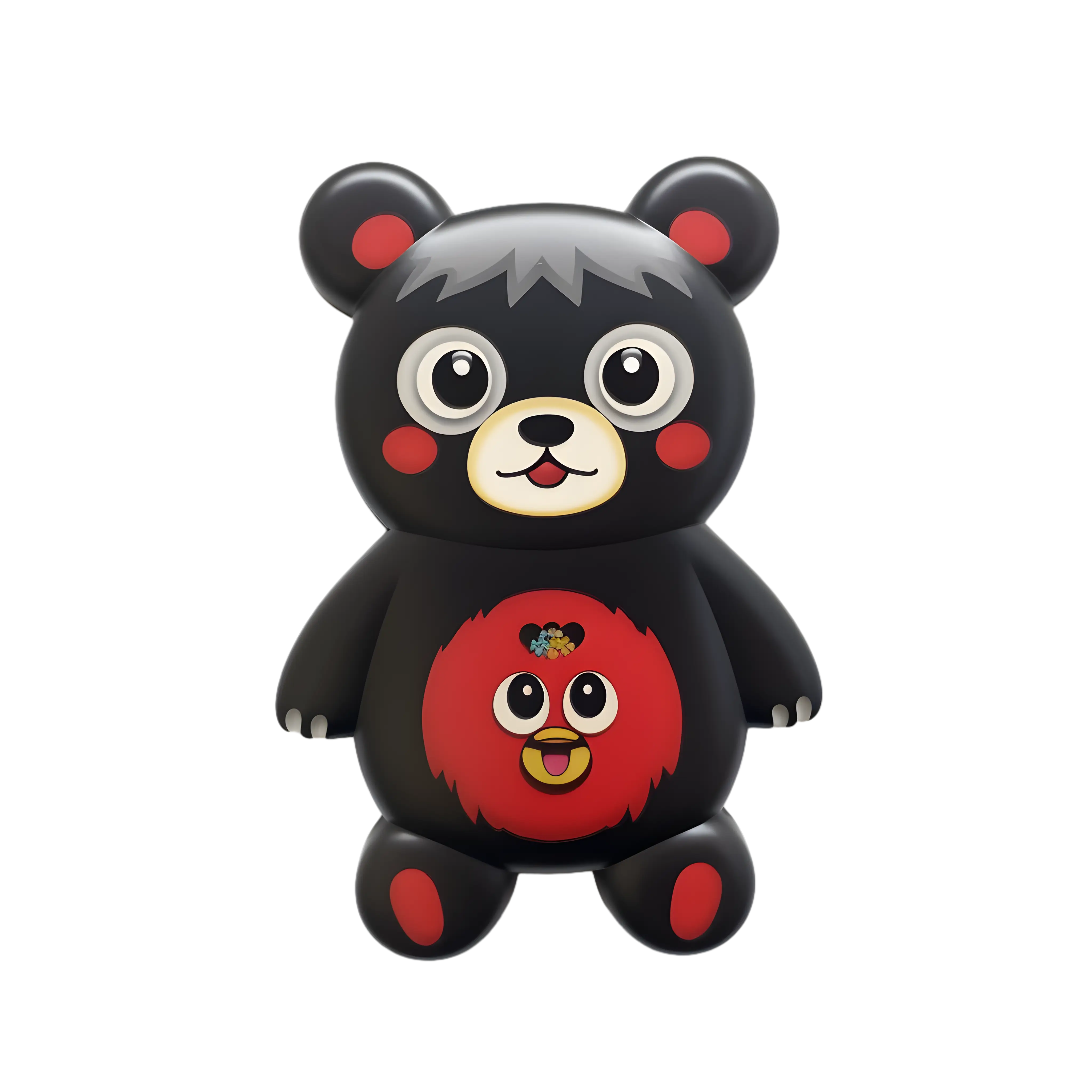 Black Bear Toy with Red Decorative Details