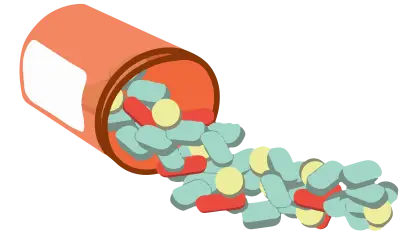 Pill Bottle Spilling Tablets Illustration