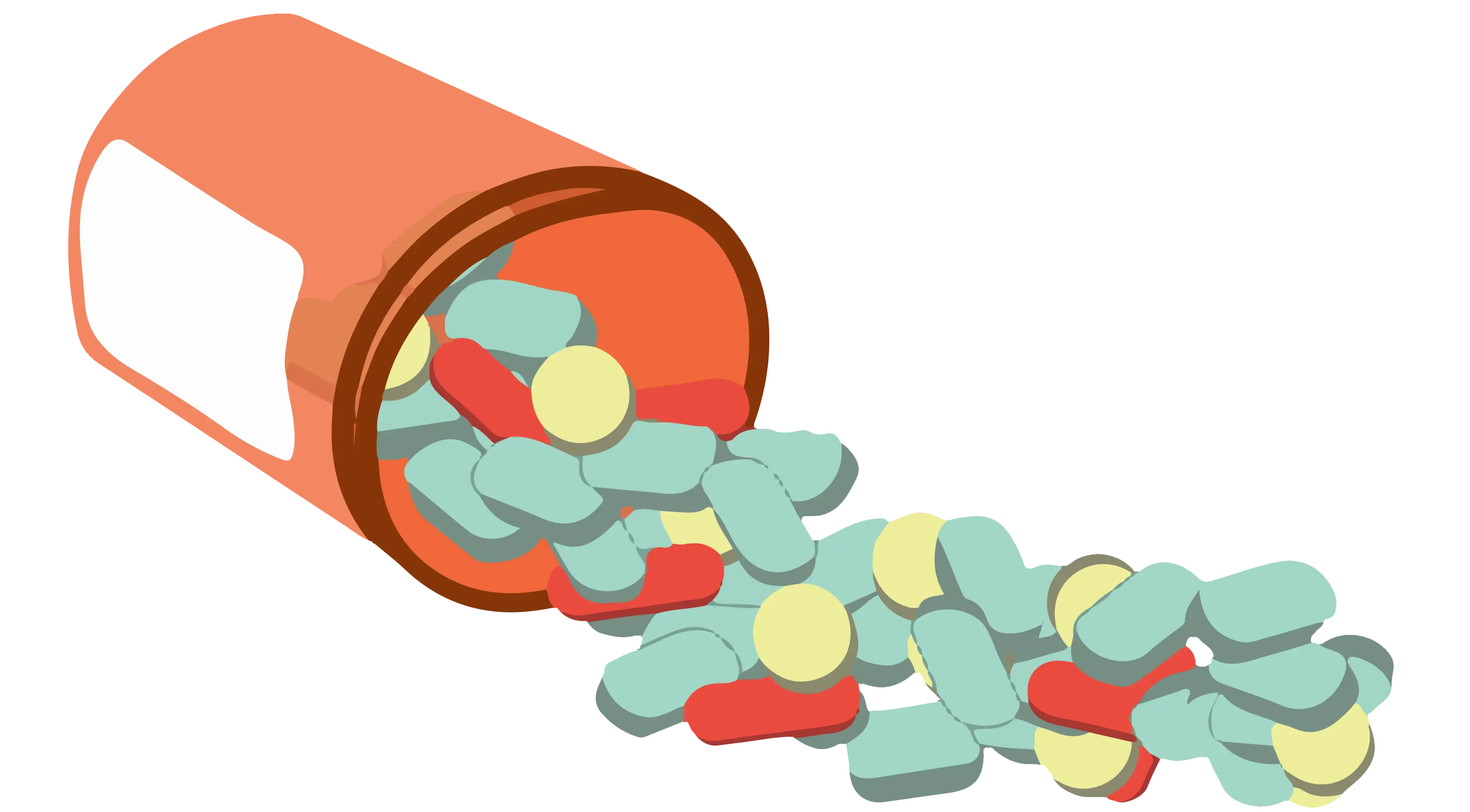 Pill Bottle Spilling Tablets Illustration