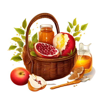 Fruit Basket with Apples and Pomegranate