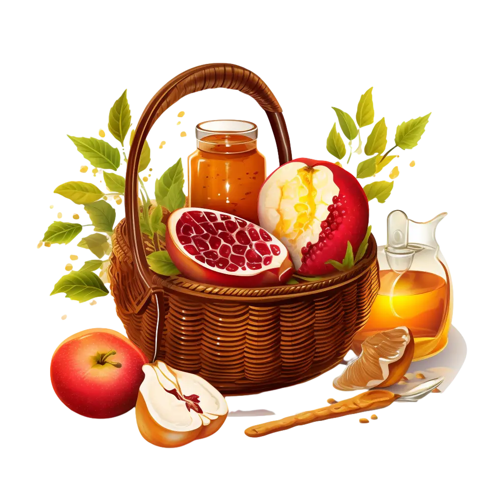 Fruit Basket with Apples and Pomegranate