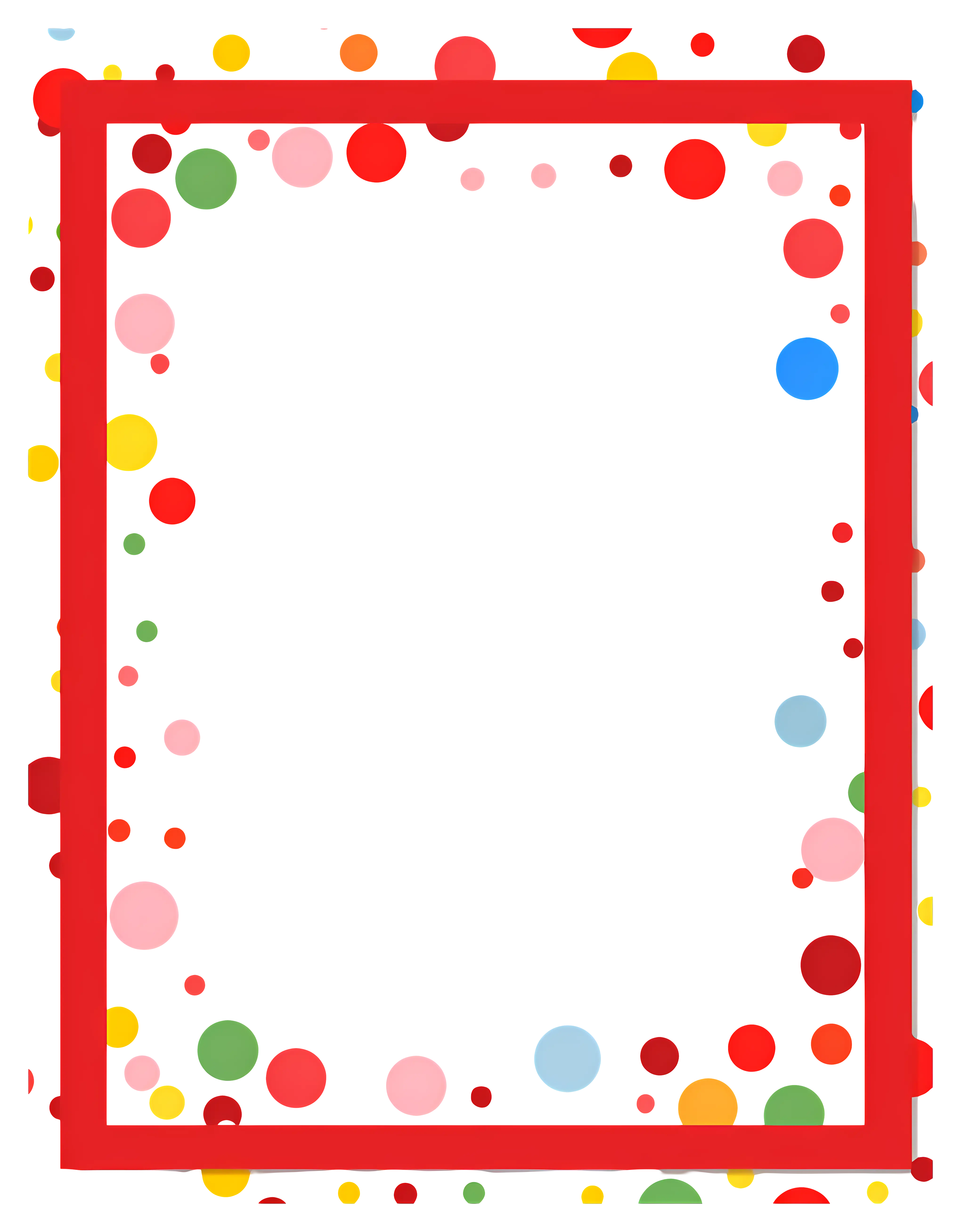 Red Rectangle Frame with Festive Dots