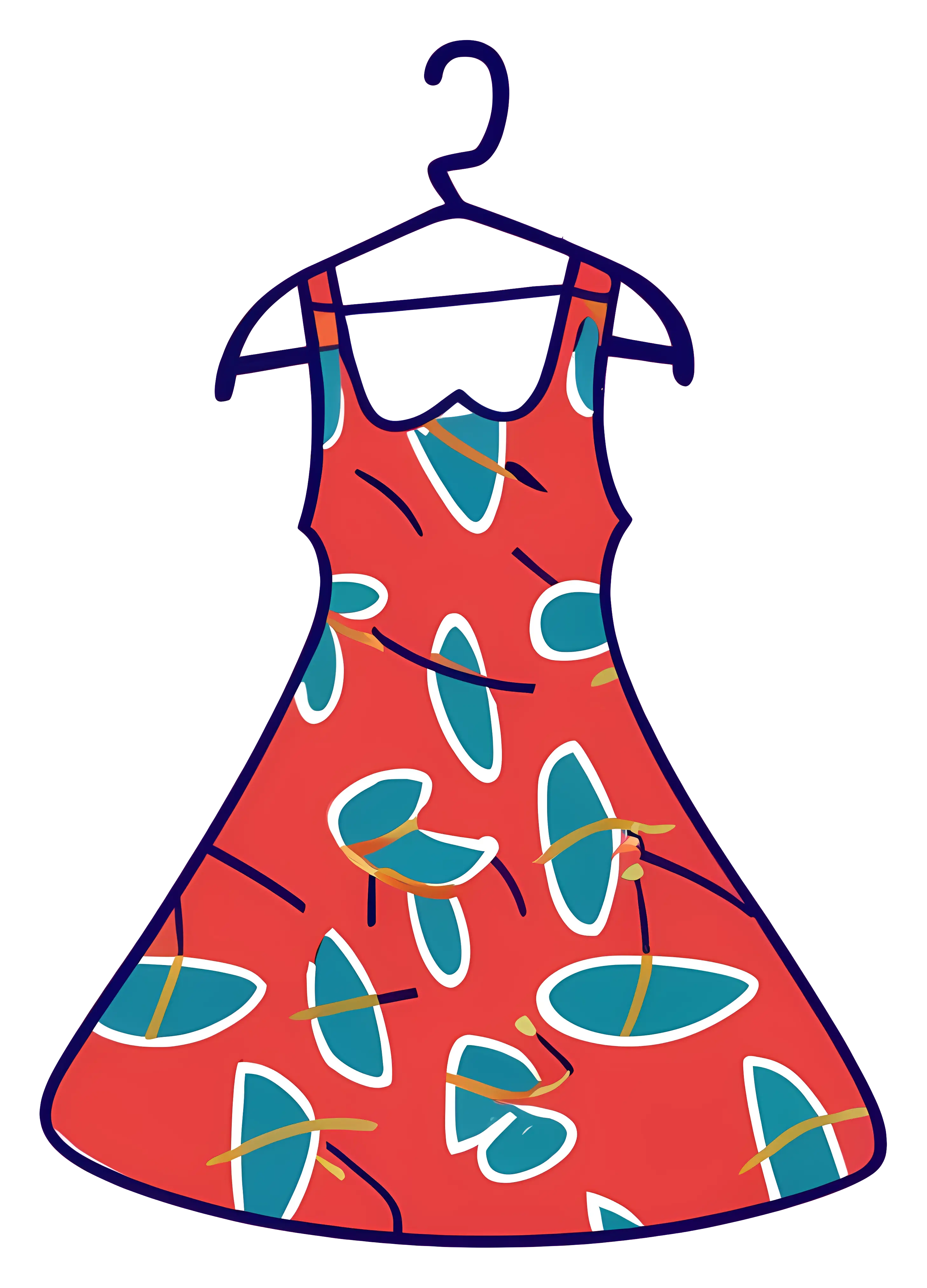 Red Patterned Summer Dress on Hanger