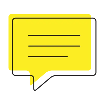 Simple Yellow Speech Bubble Icon with Text
