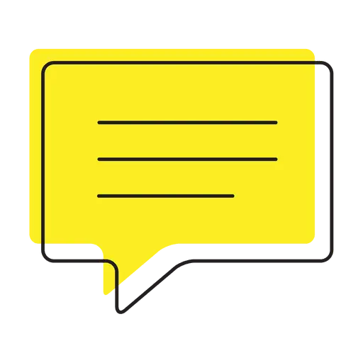 Simple Yellow Speech Bubble Icon with Text