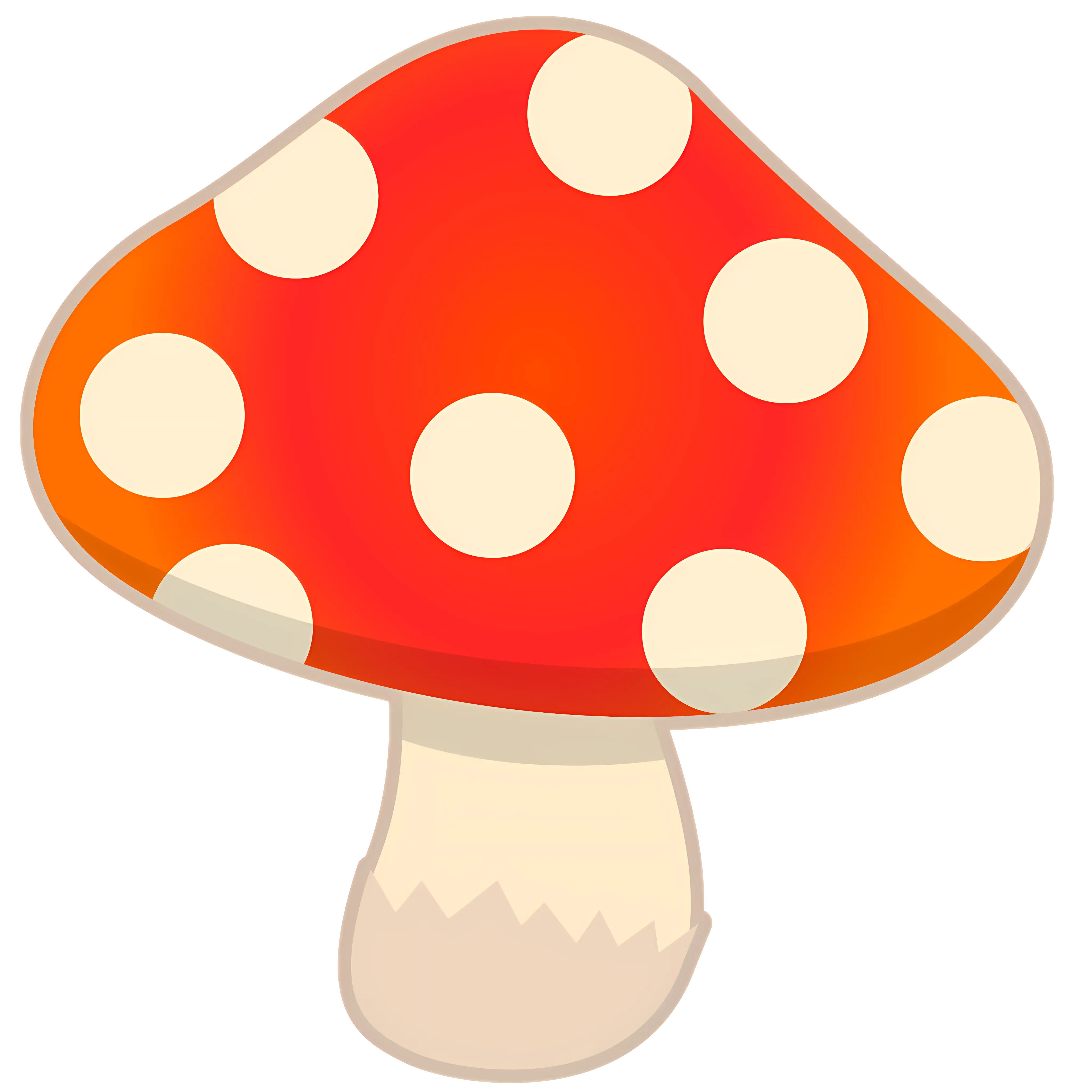Whimsical Red Dotted Mushroom Illustration