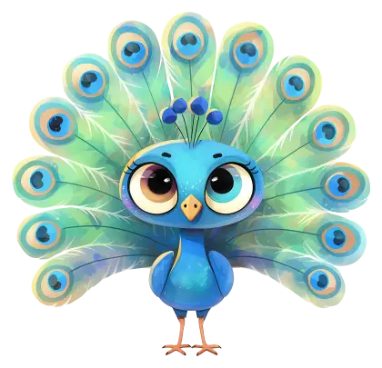Cute Blue Peacock Illustration