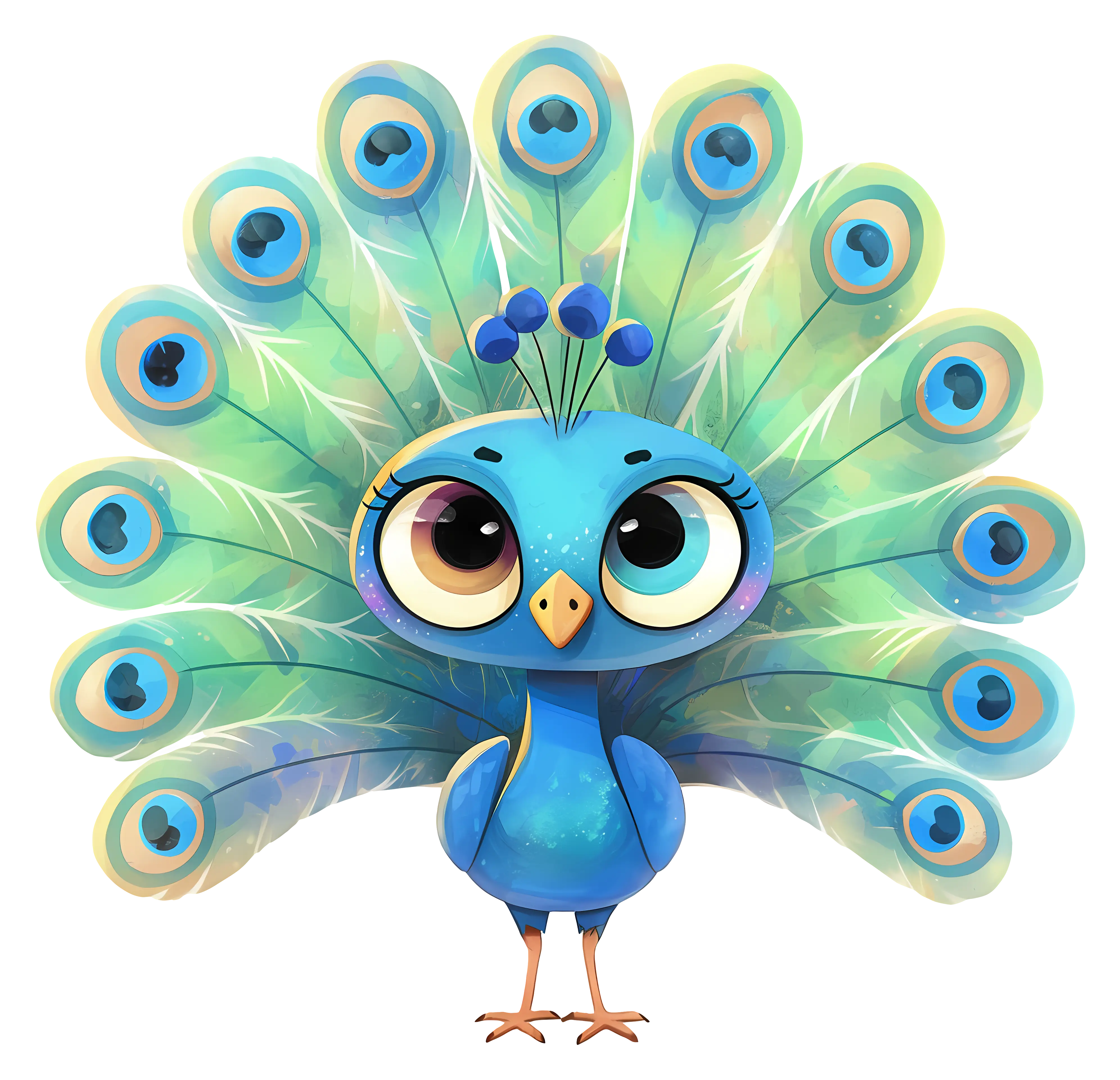 Cute Blue Peacock Illustration