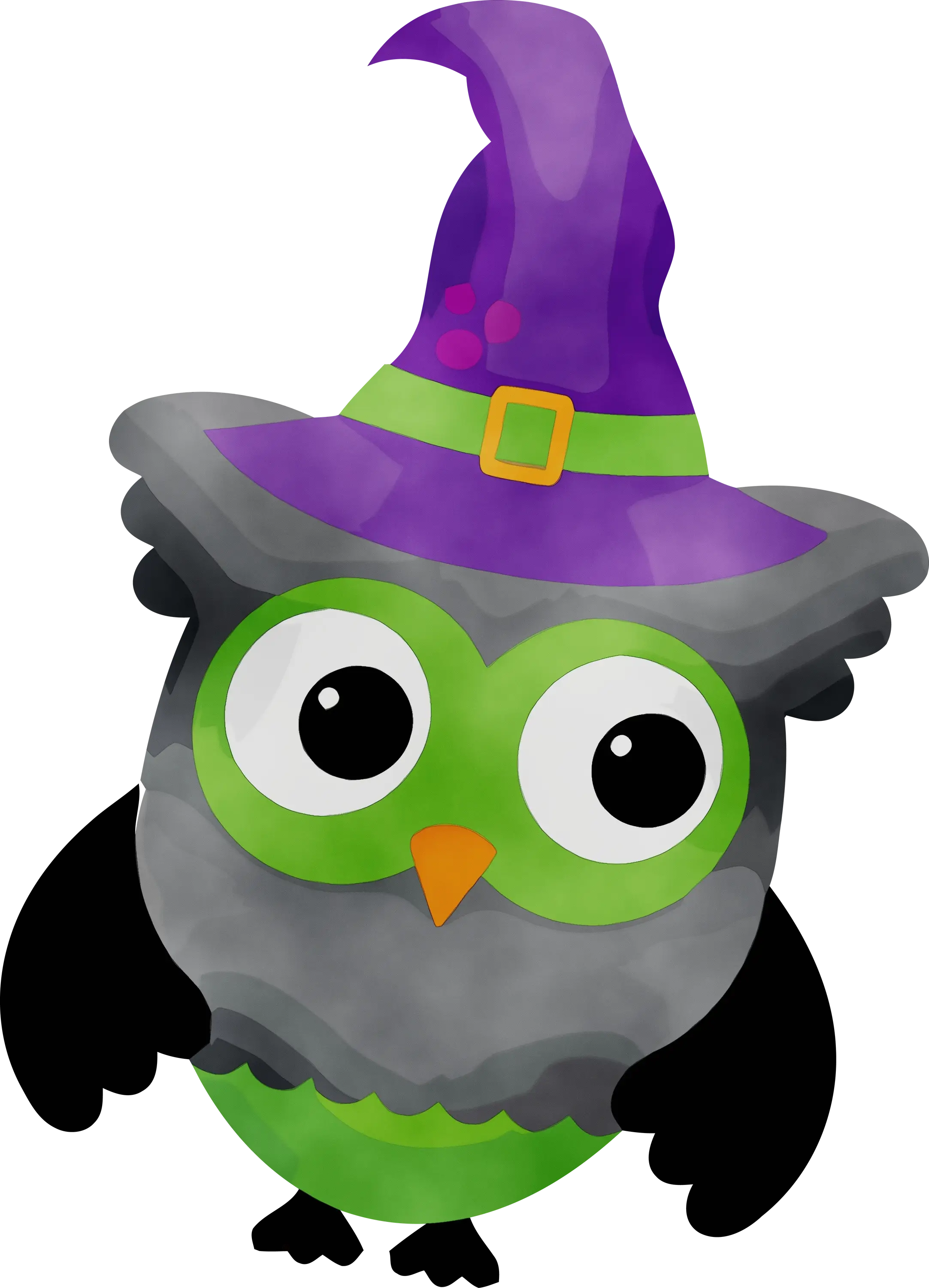 Owl with Purple Witch Hat for Halloween