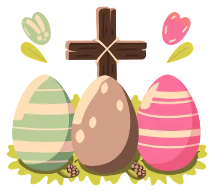 Easter Eggs and Cross Illustration