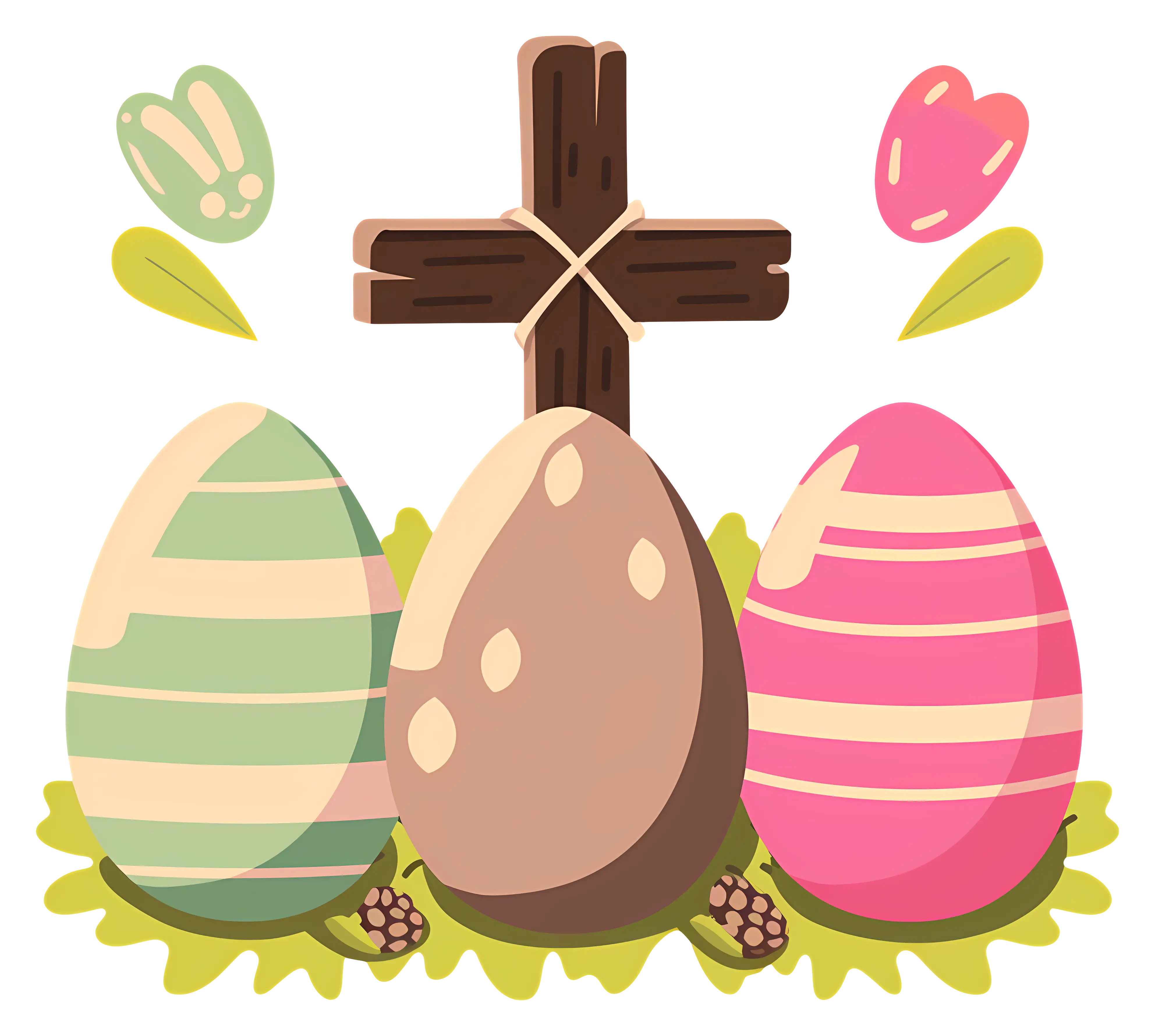 Easter Eggs and Cross Illustration