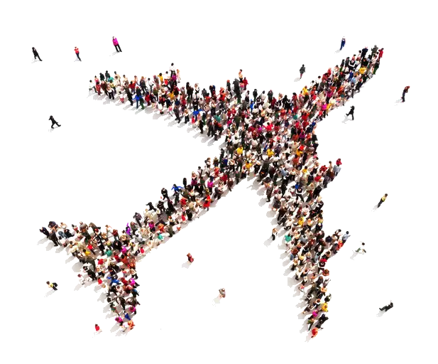 Airplane Shape Made of People
