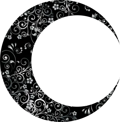 Ornamental Crescent Moon with Floral Patterns