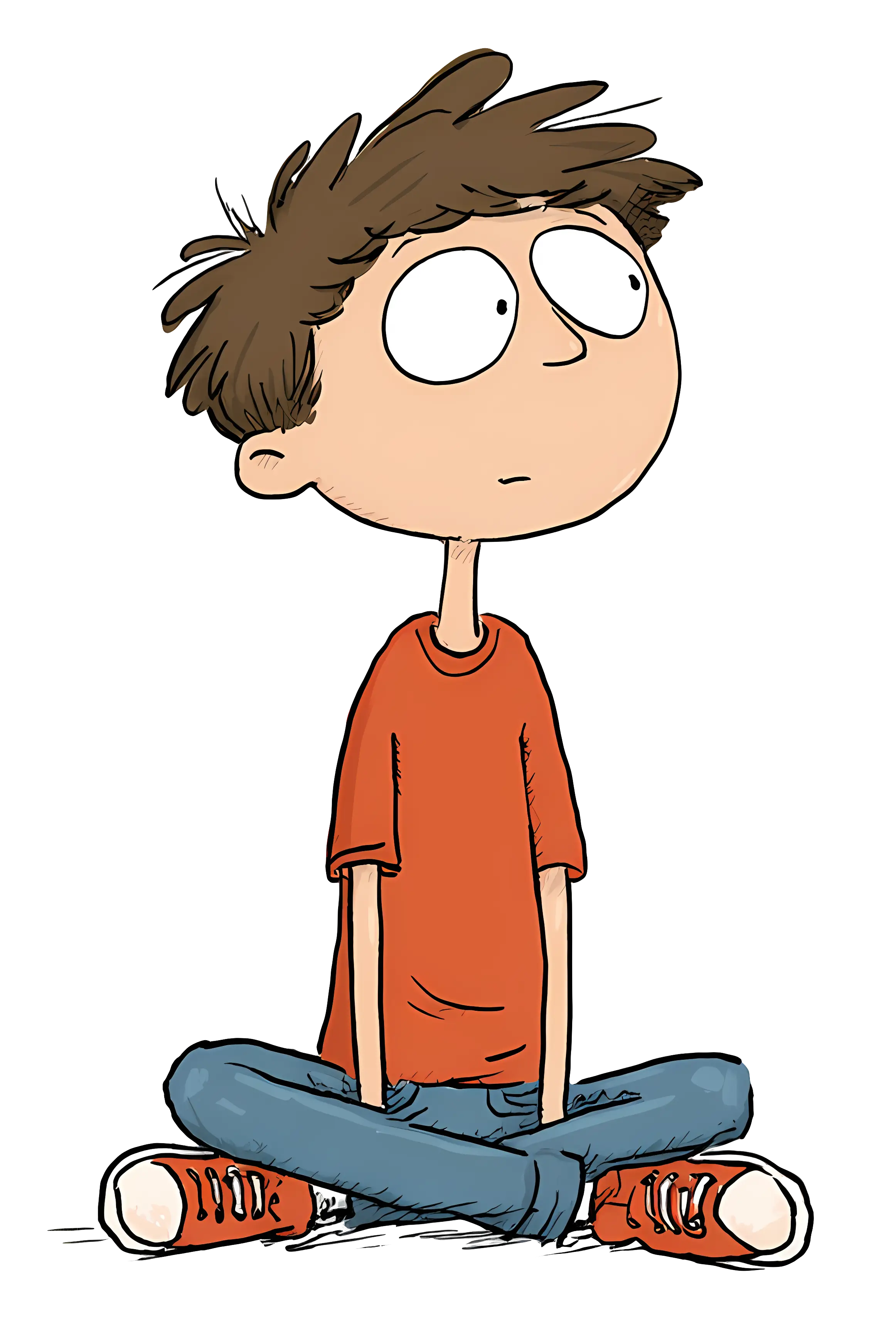 Cartoon Boy Sitting Illustration
