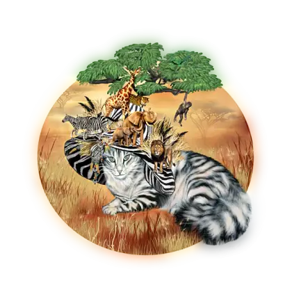 Savannah Animals and Tree Illustration
