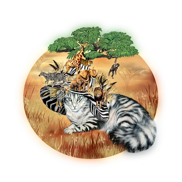 Savannah Animals and Tree Illustration