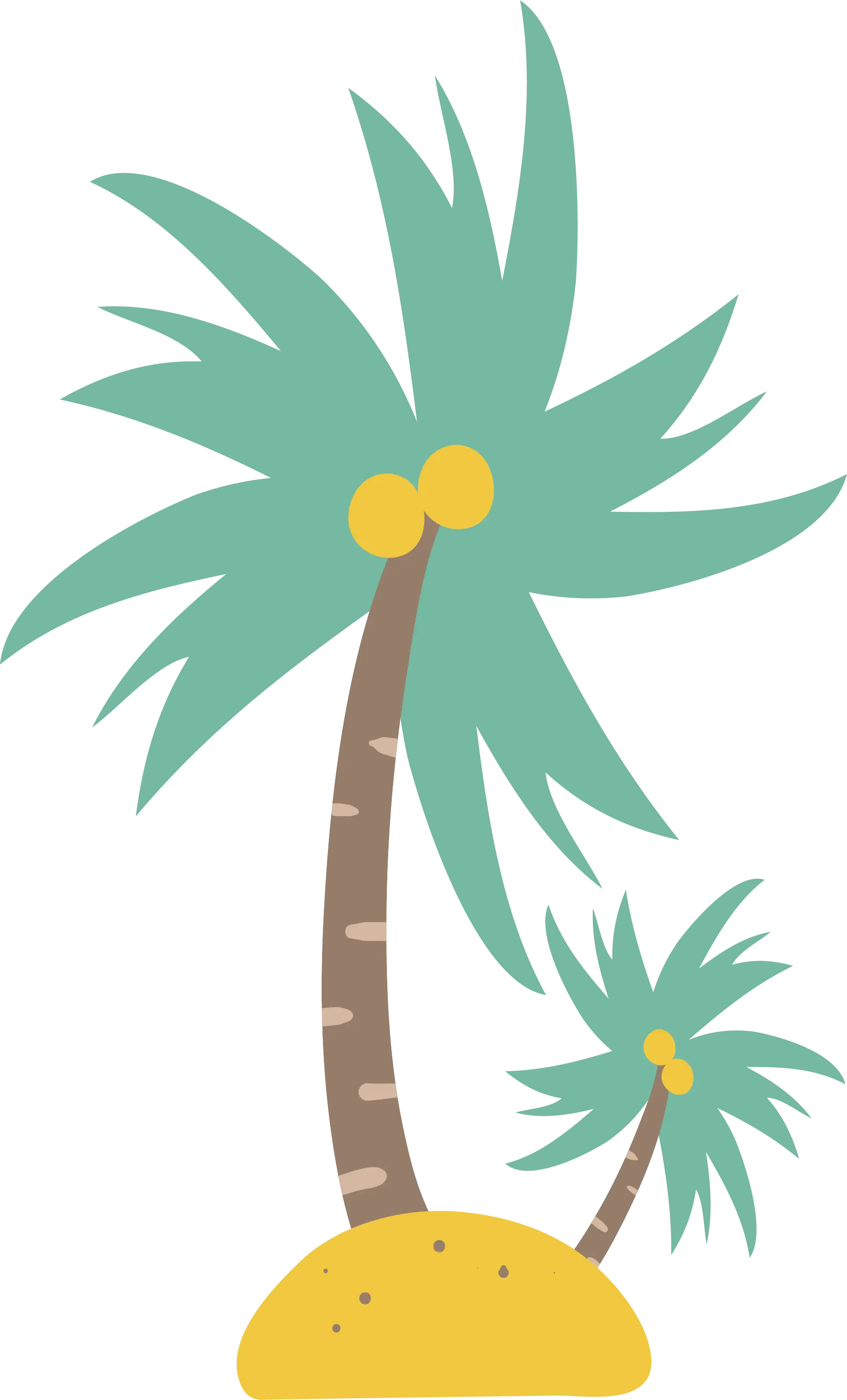 Illustrated Cartoon Palm Tree on Island