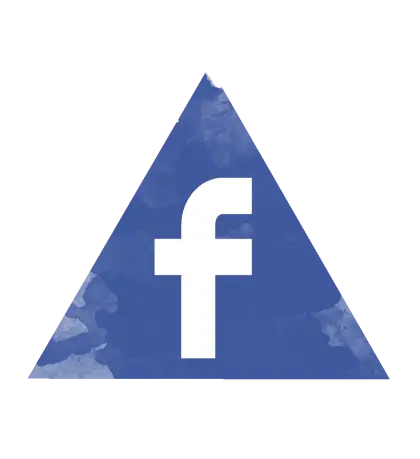 Blue Facebook Logo in Triangle