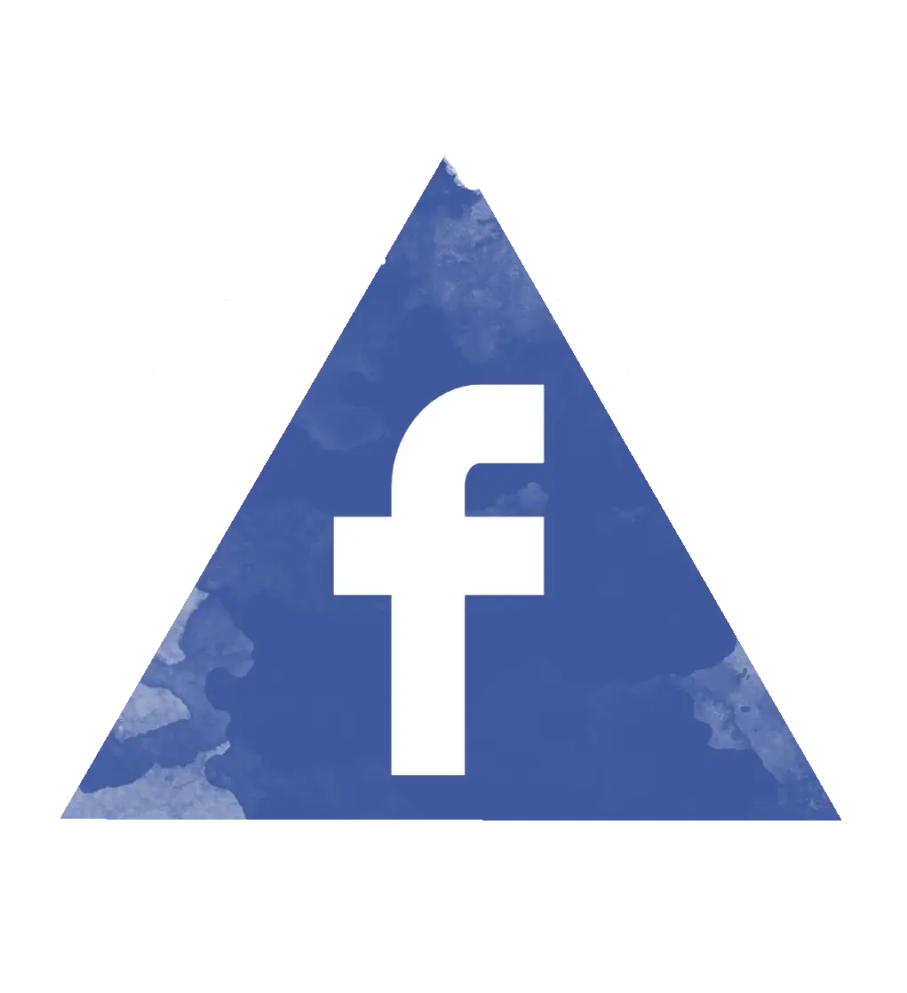 Blue Facebook Logo in Triangle