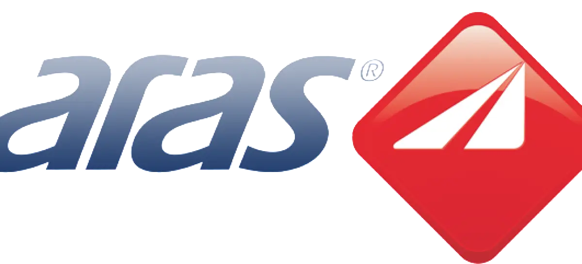 Aras Company Logo with Red Diamond Symbol