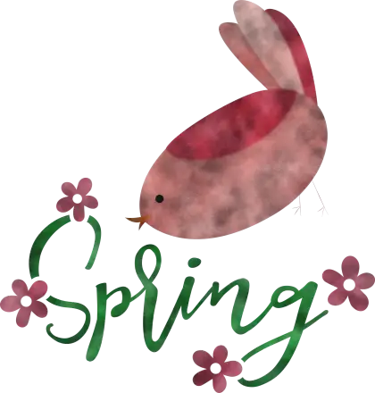 Spring Bird Illustration with Flowers