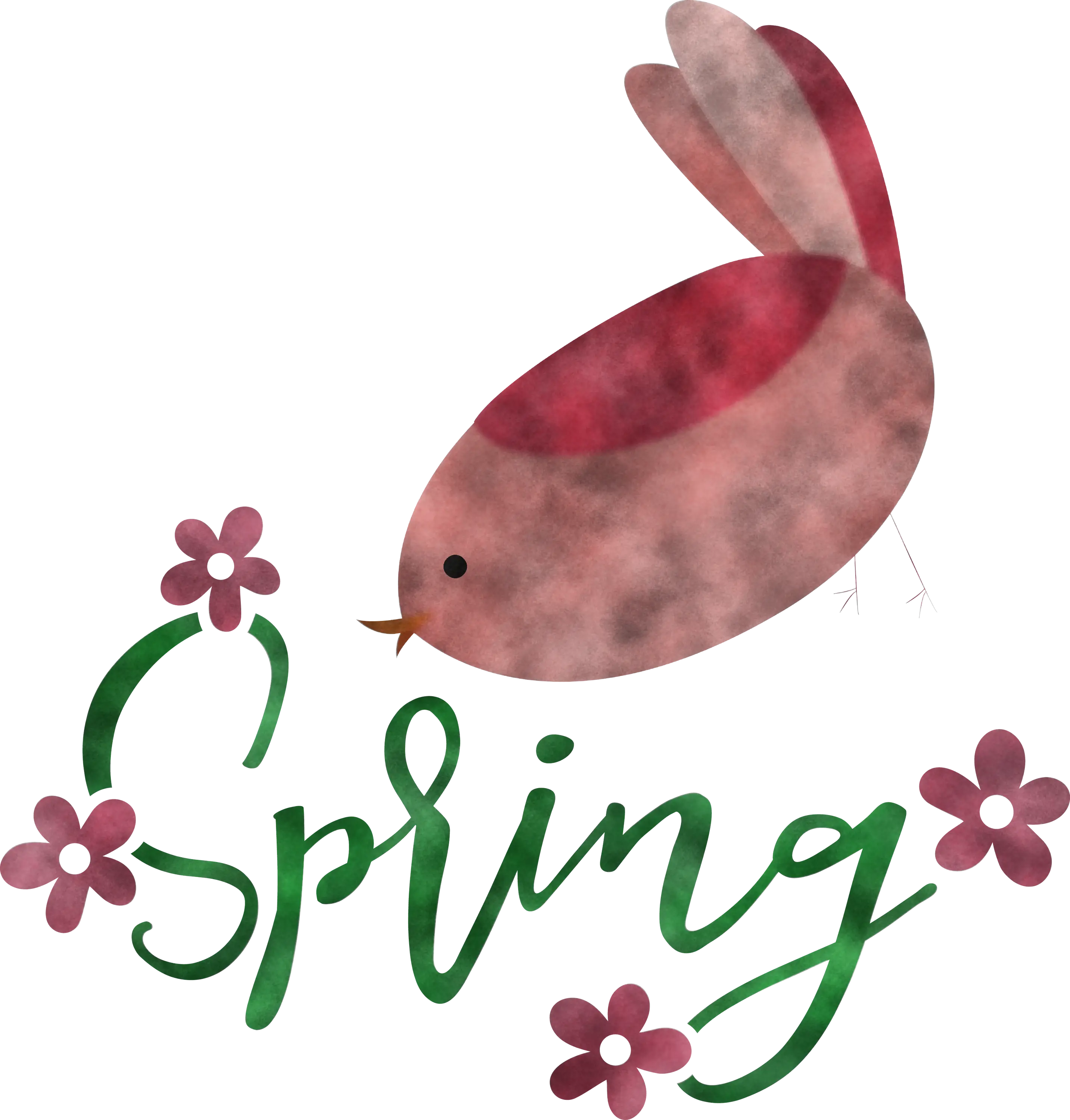 Spring Bird Illustration with Flowers