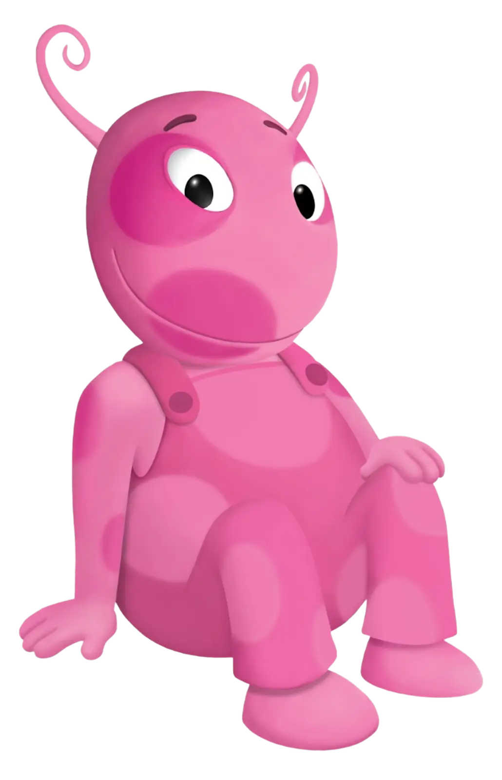 Playful Pink Cartoon Character Sitting