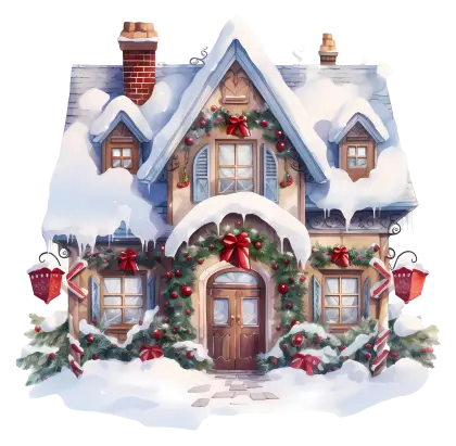 Charming Snowy House Decorated for Christmas
