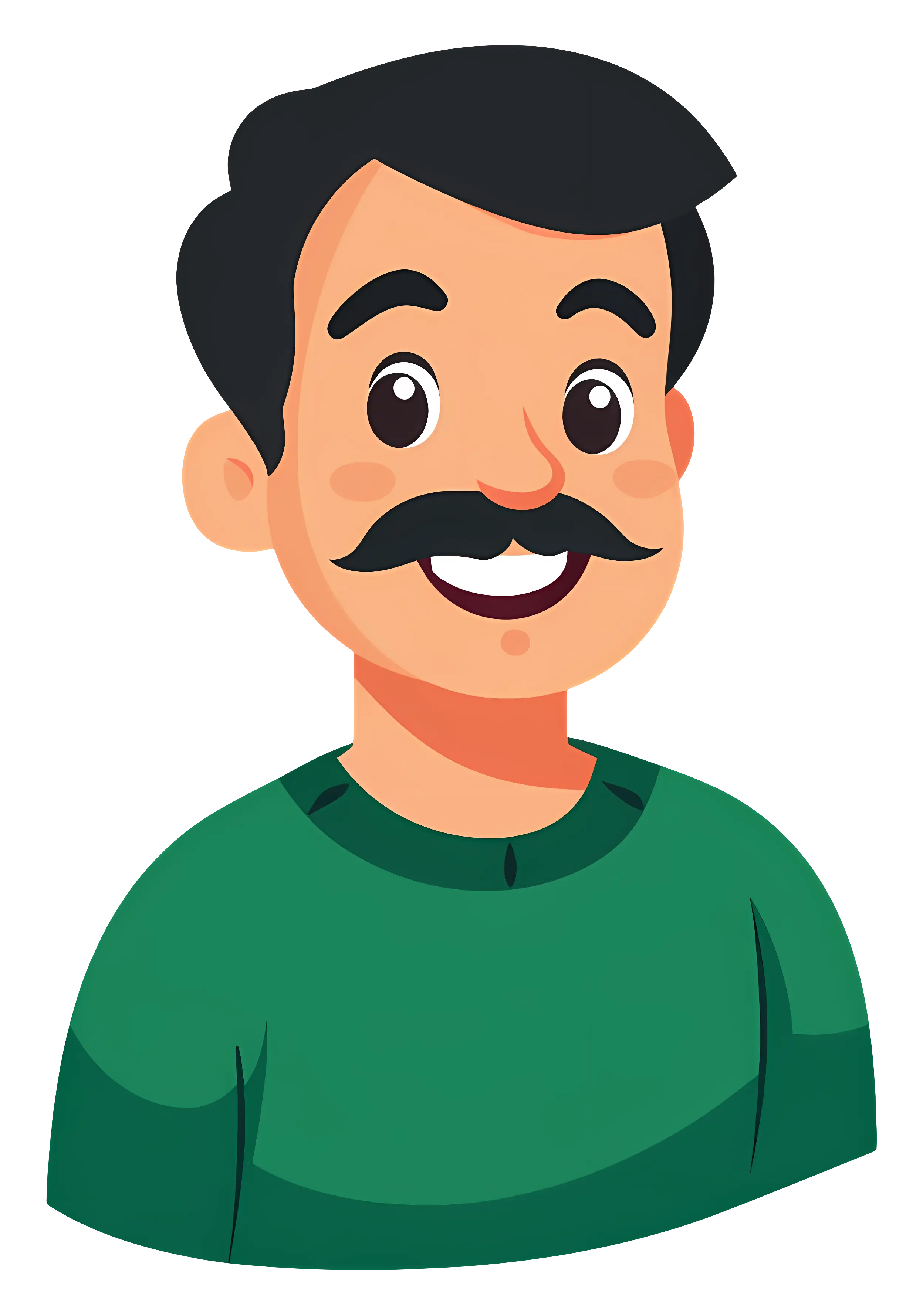 Cartoon Illustration of a Man with Mustache