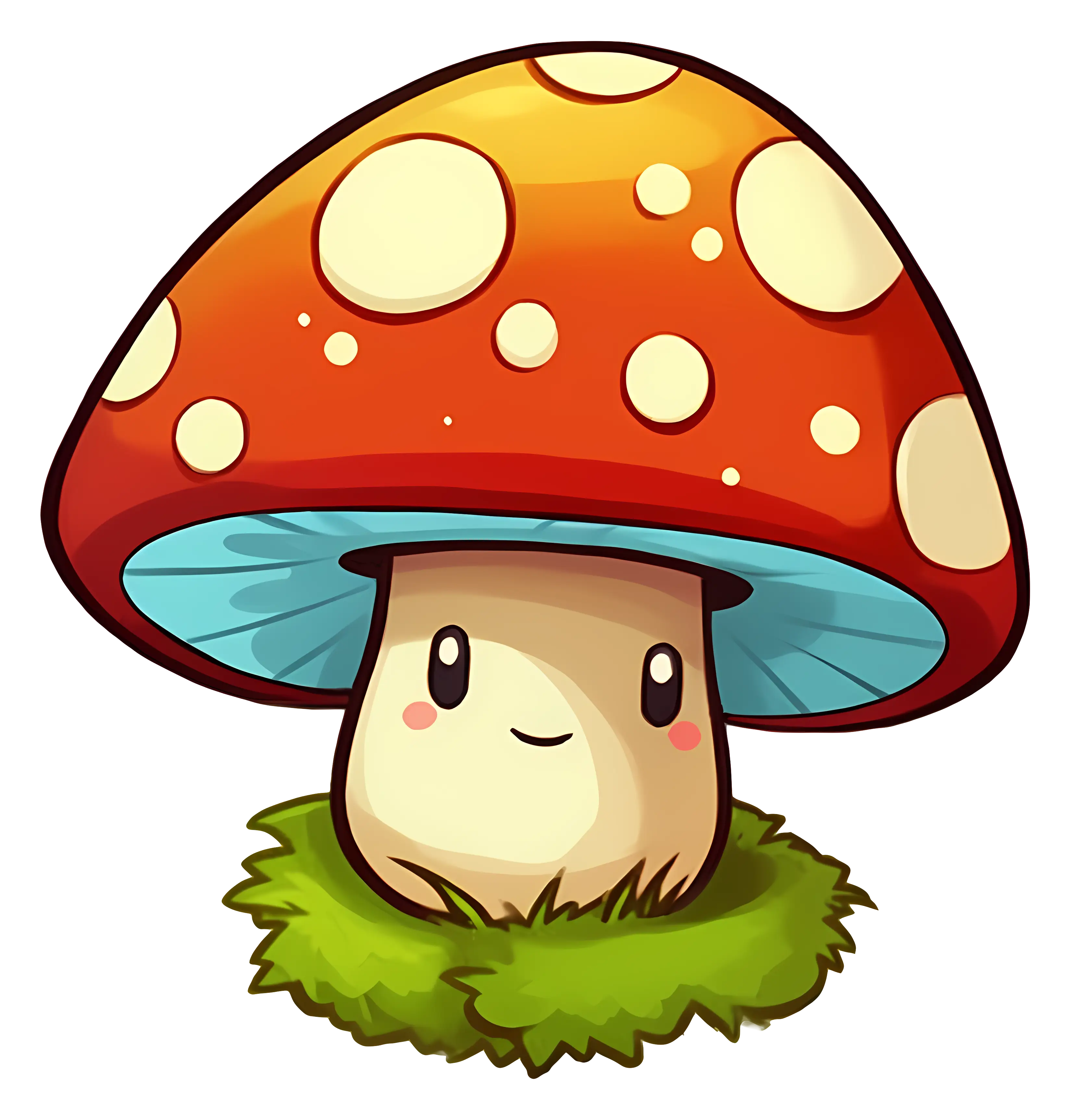 Cute Mushroom with Red Cap and Spots