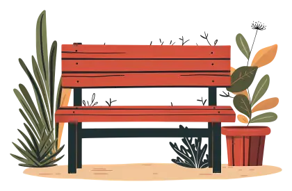 Wooden Garden Bench with Plants