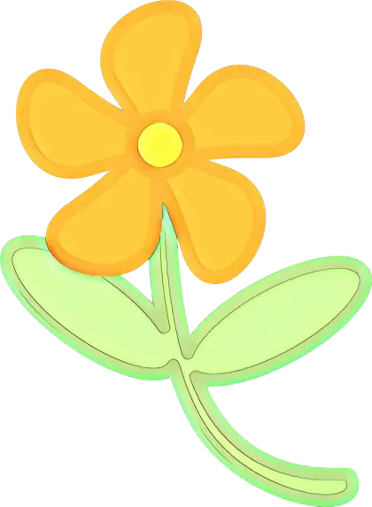 Yellow Cartoon Flower with Green Stem