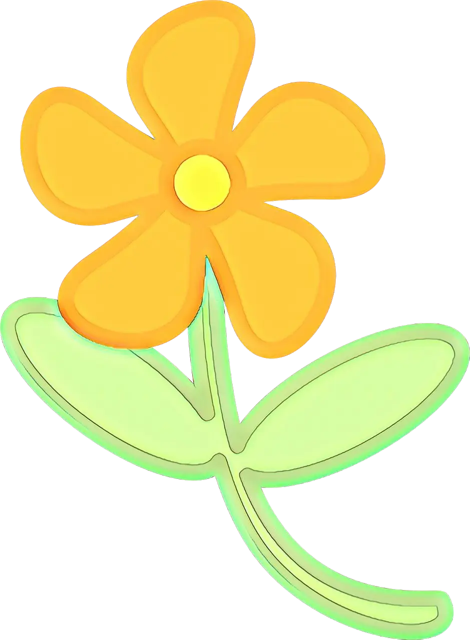 Yellow Cartoon Flower with Green Stem
