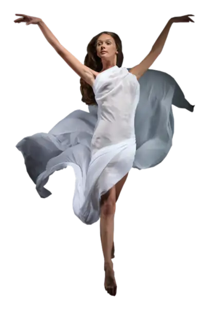 Graceful Woman Dancing in Flowing White Dress