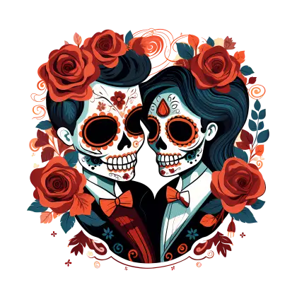 Day of the Dead Couple with Roses