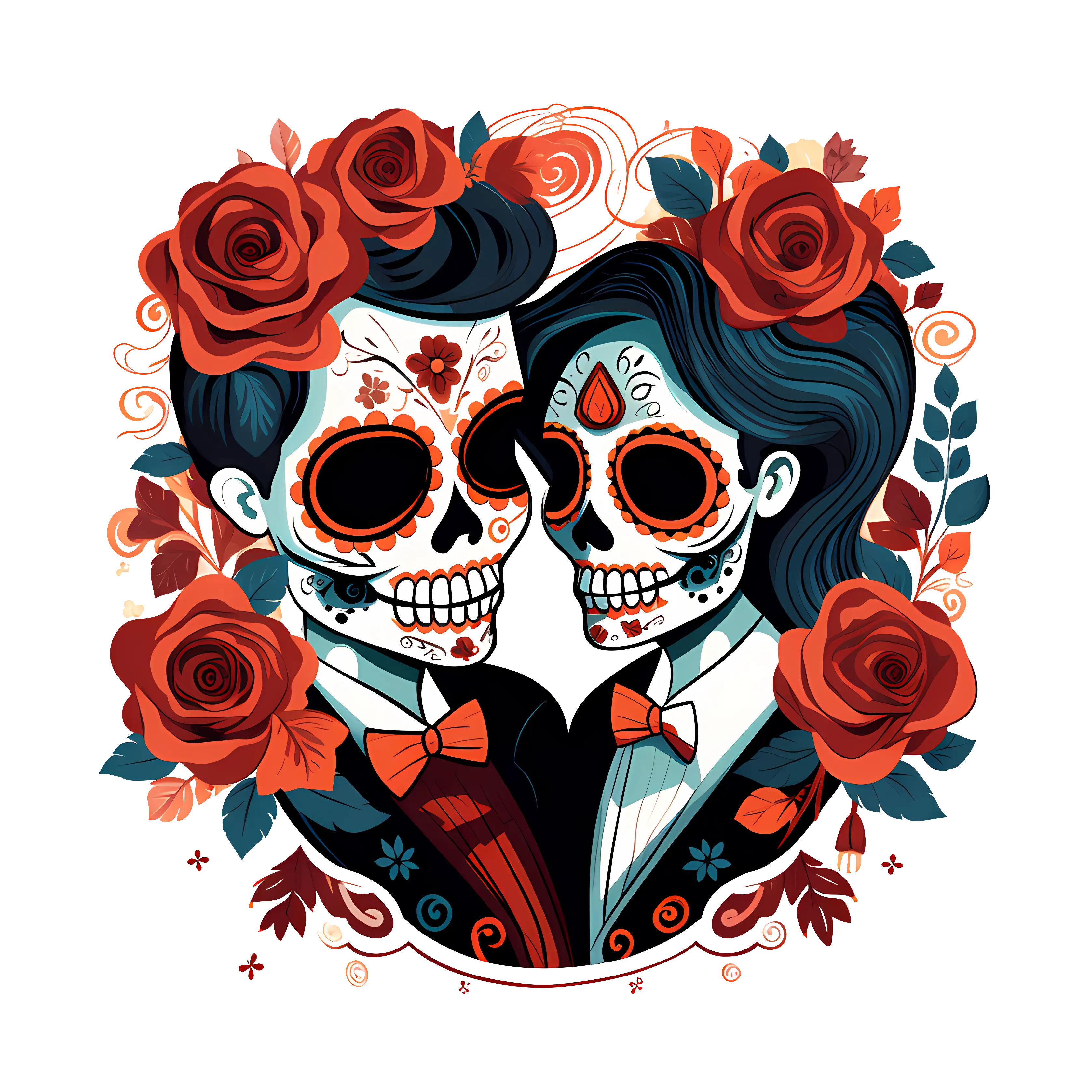 Day of the Dead Couple with Roses